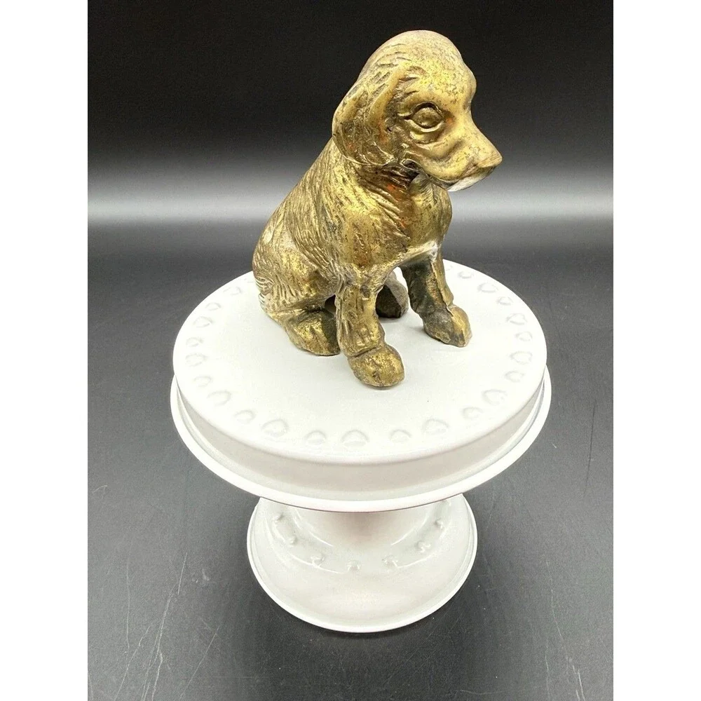 Vintage solid brass dog figurine, Labrador?